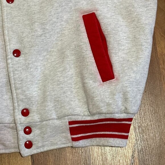 Vtg Disney Mickey & Co Varsity Jacket Lined Coat Snap Gray Red Sweatshirt Large - Picture 16 of 16